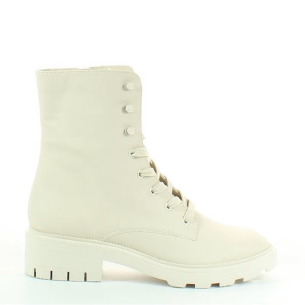 Chic Cream Lace-Up Combat Boots